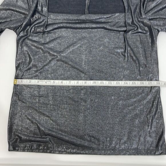 Lafayette 148 Giada Square Neck 3/4 Sleeve Top Metallic Size Small - Picture 13 of 14